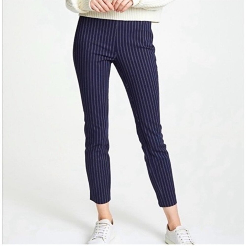 RAG & BONE Simone Pinstripe Back Yoke Skinny Pants Navy